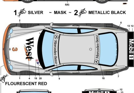 Mercedes-Benz CLK-DTM (Мерcедес-Бенз CLК-ДТМ) - чертежи (рисунки) автомобиля